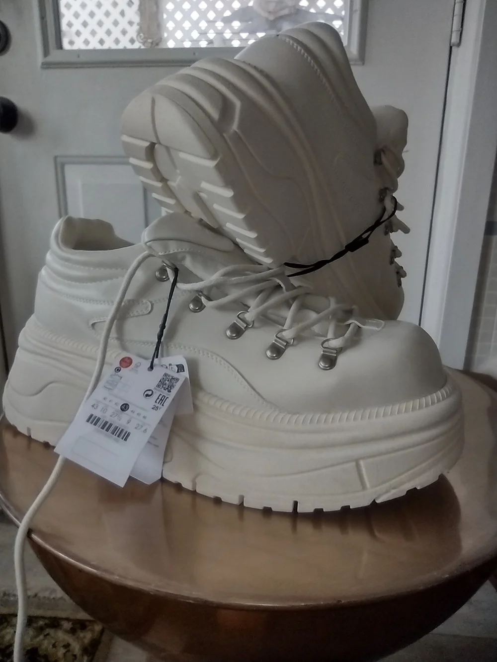 Bershka White Chunky Platform Lace-Up Sneakers
